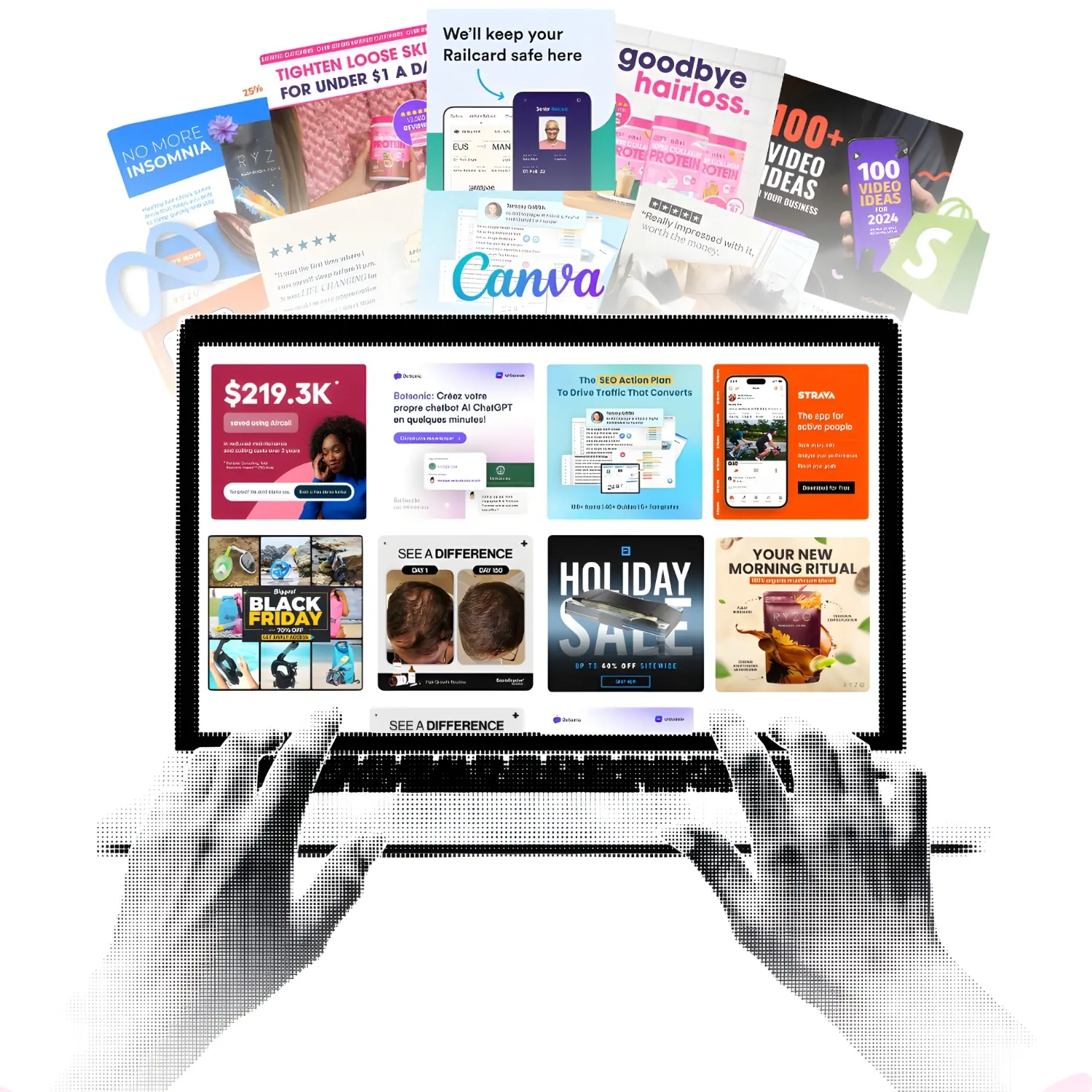 Grofit Meta ad templates open in Canva